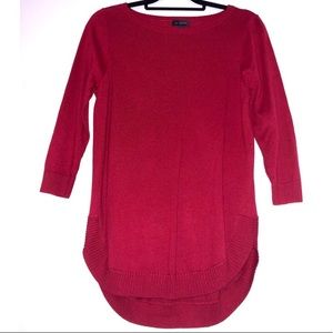 Three Quarter Length Sleeve Red Basic Sweater